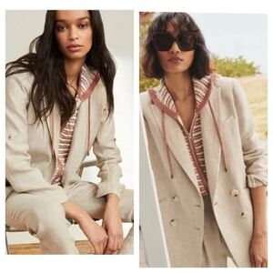 Veronica Beard Parineti Beige Linen Dickey Jacket Blazer Size 2 Celebrity